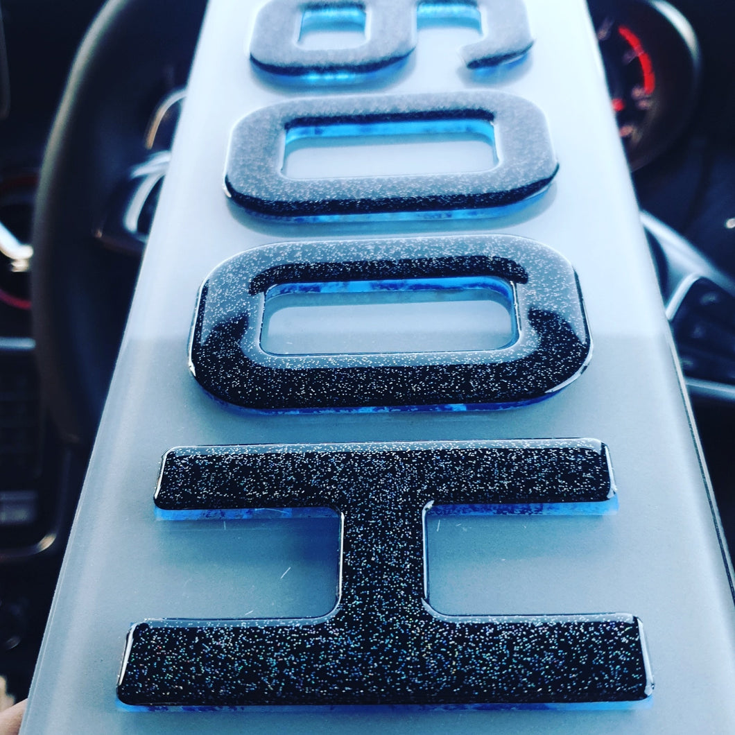 4D Neon Glitter Red/Green/Blue Number Plates